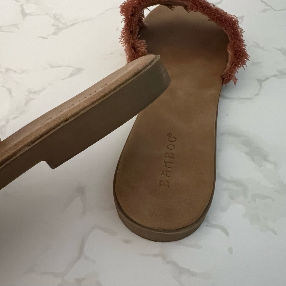 Like New Pink Fringe Pearl Sequin Boho Slide Sandals - Picture 7 of 10